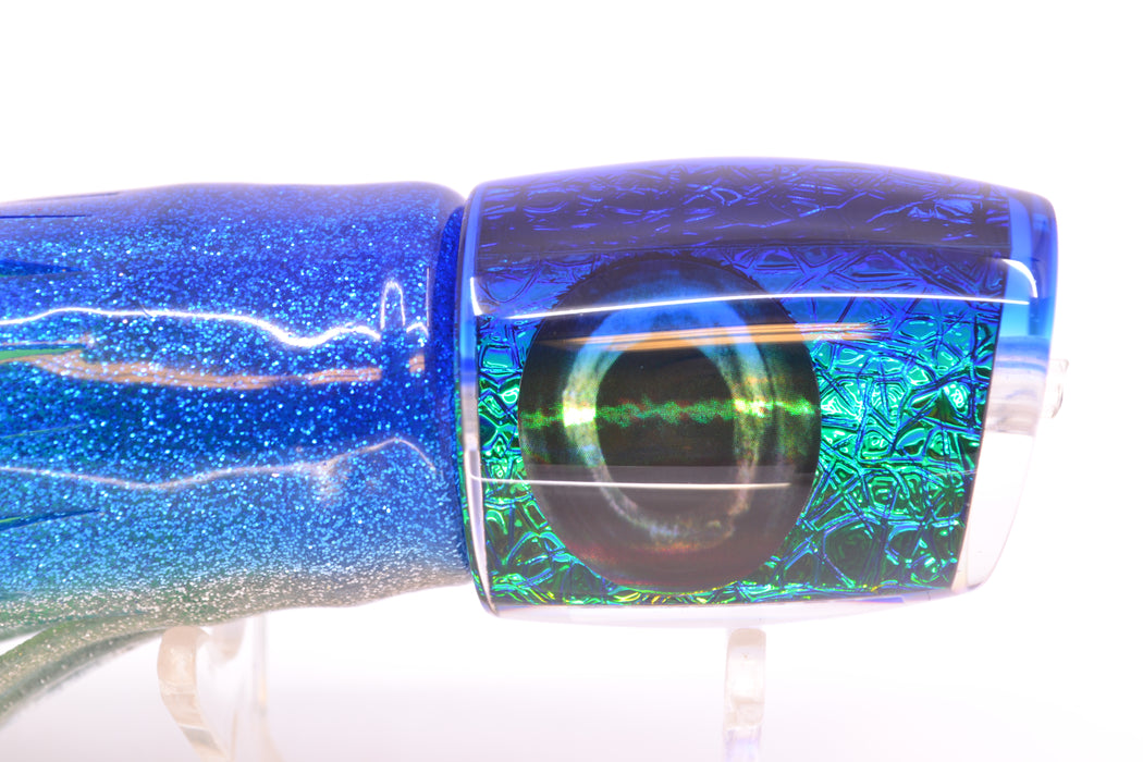 Moyes Lures Blue-Green Oil Slick Blue Back Medium J-Boy 12" 7oz Skirted Blue-Silver