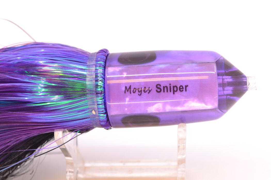 Moyes Lures Purple MOP Black Back 2-Hole Small Sniper Jet 9" 5.7oz Strobez Black-Purple
