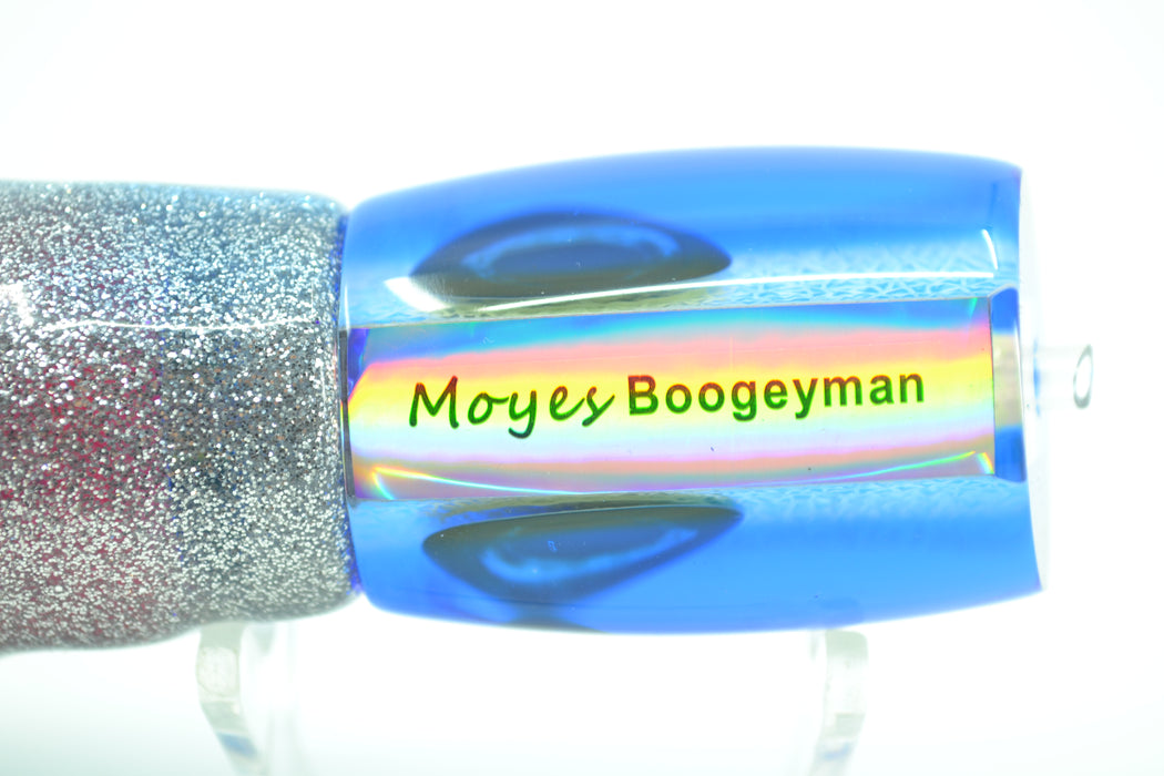 Moyes Lures Glow White Oil Slick Blue Back Boogeyman 12" 7oz Skirted Blue-Silver