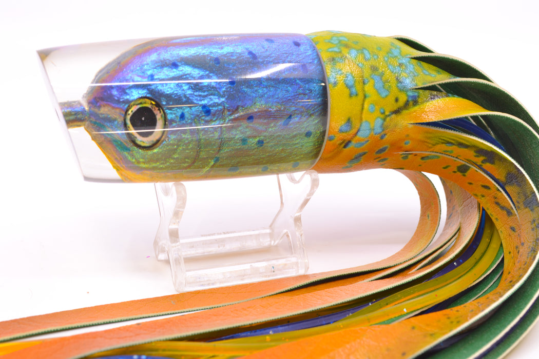 Ali'i Kai Lures Purple-Green-Yellow Mahi Fish Head Nifty 50 14" 9oz ALV Vinyl Mahi GZE