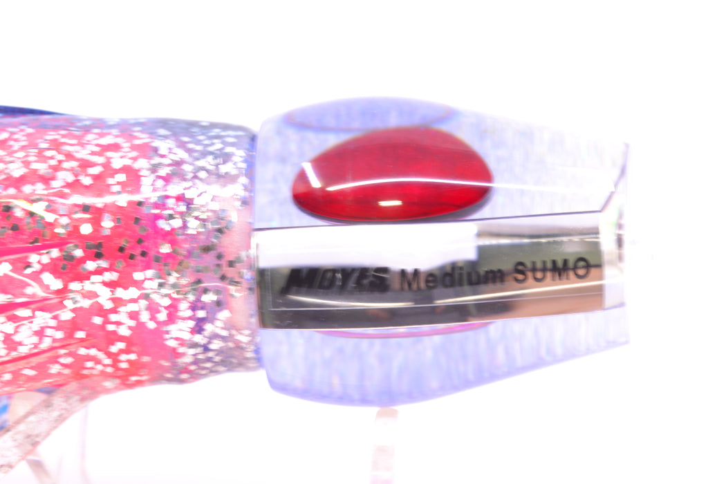 Moyes Lures Clear Mirrored Blue Glittered Back Red Eyes Medium Sumo 12" 6.8oz Skirted