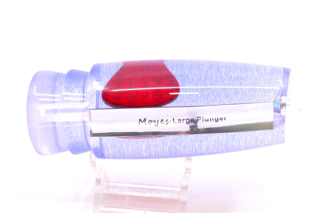 Moyes Lures Clear Mirrored Blue Glittered Back Red Eyes Large Plunger 14" 8.2oz