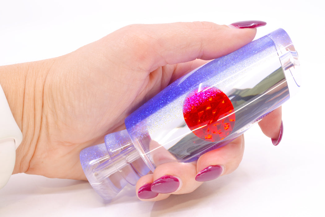 Moyes Lures Clear Mirrored Blue Glittered Back Red Eyes Medium Dark-N-Stormy 12" 5oz