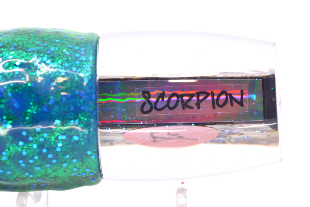 Bonze Lures Paua Shell Red Eyes Scorpion 14" 11.3oz Skirted Black Dots-Blue Dots