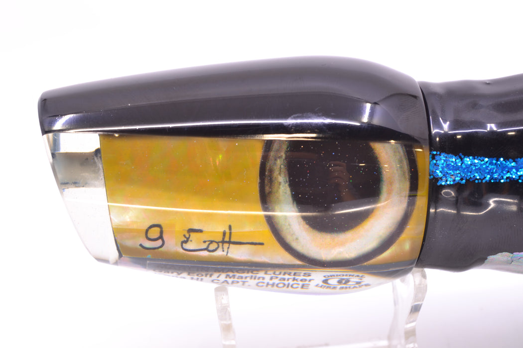 Marlin Magic Golden MOP Black Back Taxi Eyes Captain's Choice 14" 12.5oz Skirted Yellowfin