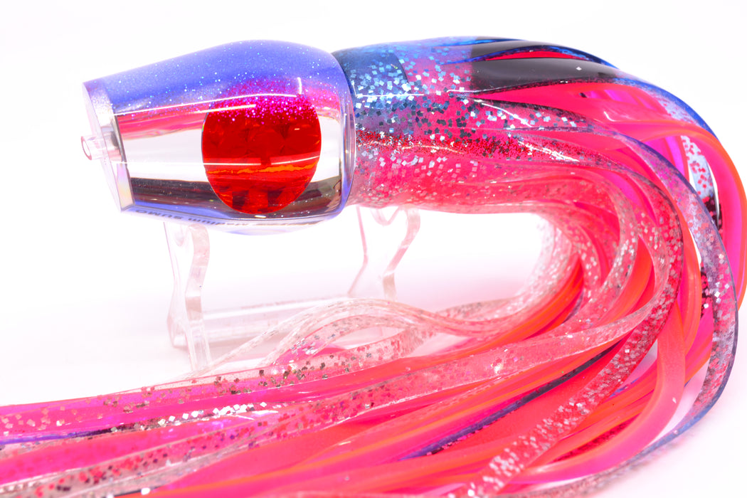 Moyes Lures Clear Mirrored Blue Glittered Back Red Eyes Medium Sumo 12" 6.8oz Skirted