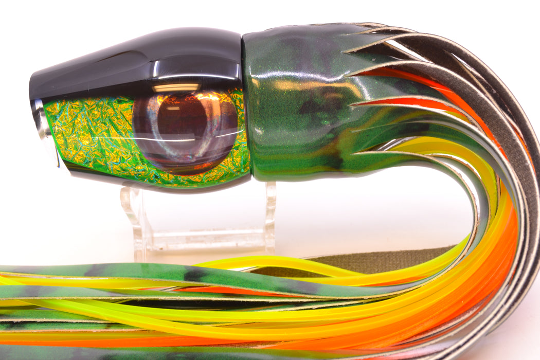 Moyes Lures Green Dichro Black Back Taxi Eyes Large Sumo 14" 10.3oz FT Vinyl Green Tiger