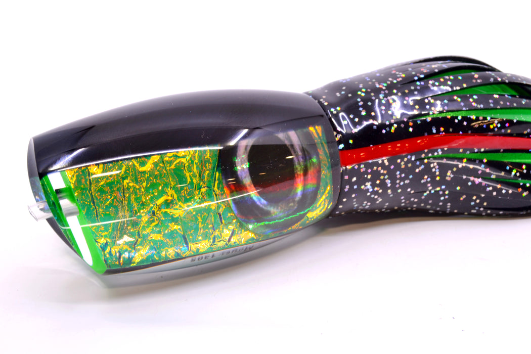 Moyes Lures Green-Orange Dichro Black Back 1305 16" 16.5oz Skirted Black/Green