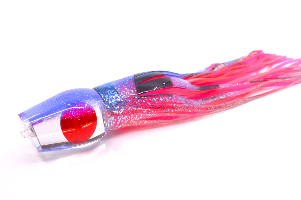 Moyes Lures Clear Mirrored Blue Glittered Back Red Eyes Medium Sumo 12" 6.8oz Skirted