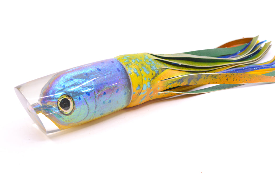 Ali'i Kai Lures Purple-Green-Yellow Mahi Fish Head Nifty 50 14" 9oz ALV Vinyl Mahi GZE