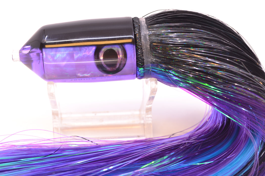 Moyes Lures Purple MOP Black Back 2-Hole Small Sniper Jet 9" 5.7oz Strobez Black-Purple