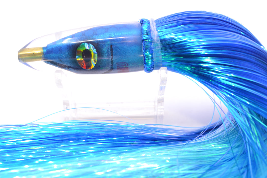 Tsutomu Lures Blue Dot Back Blue-Silver Fish Head Poke Bullet 6" 2.8oz Strobez Royal Blue