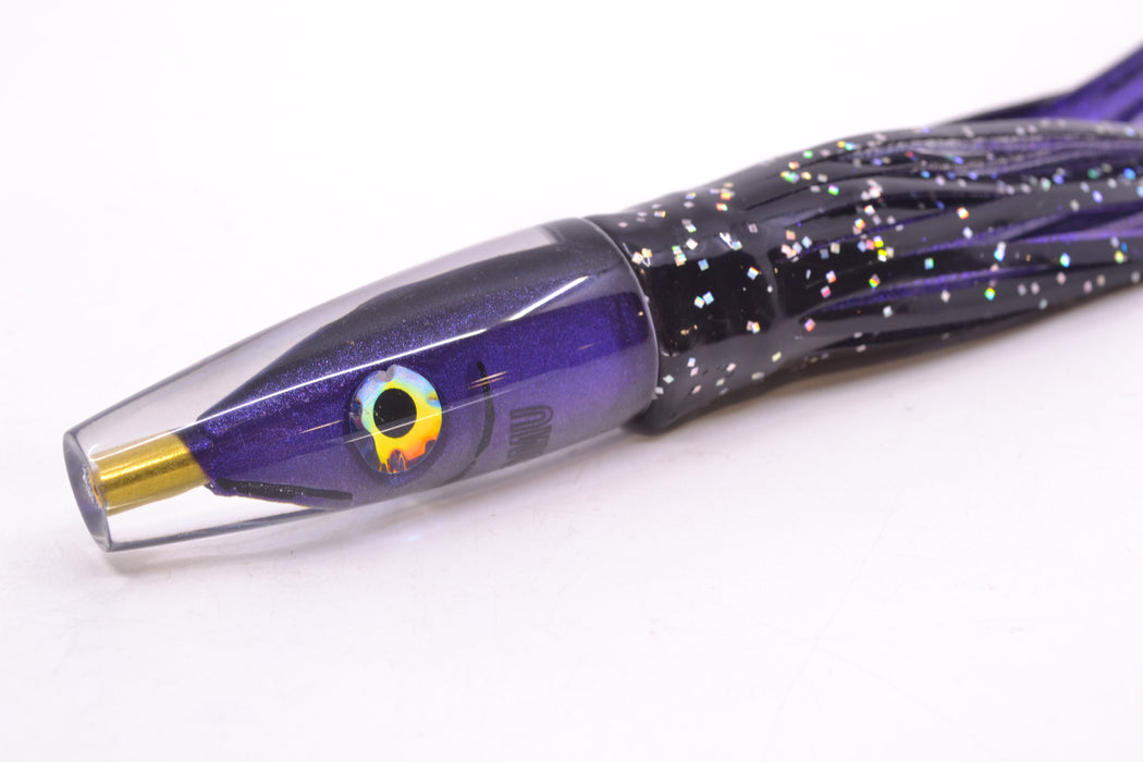 Tsutomu Lures Black-Purple-Silver Fish Head Poke Invert 6" 3.2oz Skirted Black/Purple