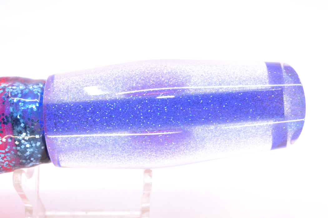 Moyes Lures Clear Mirrored Blue Back Red Eyes Medium Dark-N-Stormy 12" 8.5oz Skirted