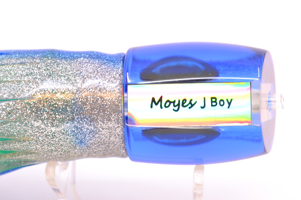 Moyes Lures Blue-Green Oil Slick Blue Back Medium J-Boy 12" 7oz Skirted Blue-Silver
