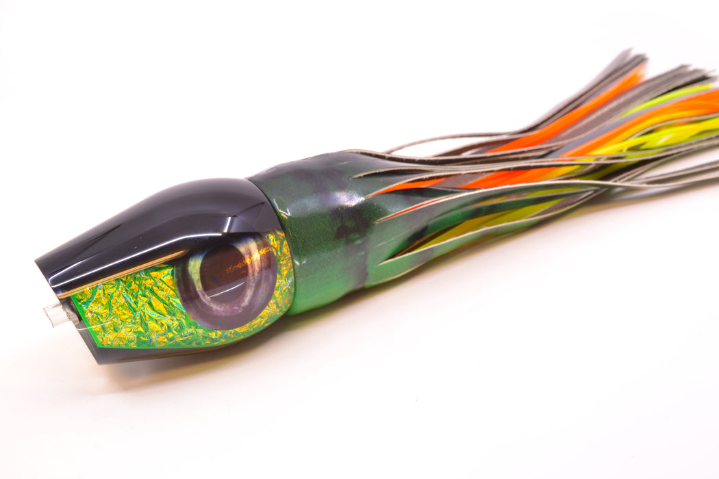 Moyes Lures Green Dichro Black Back Taxi Eyes Large Sumo 14" 10.3oz FT Vinyl Green Tiger