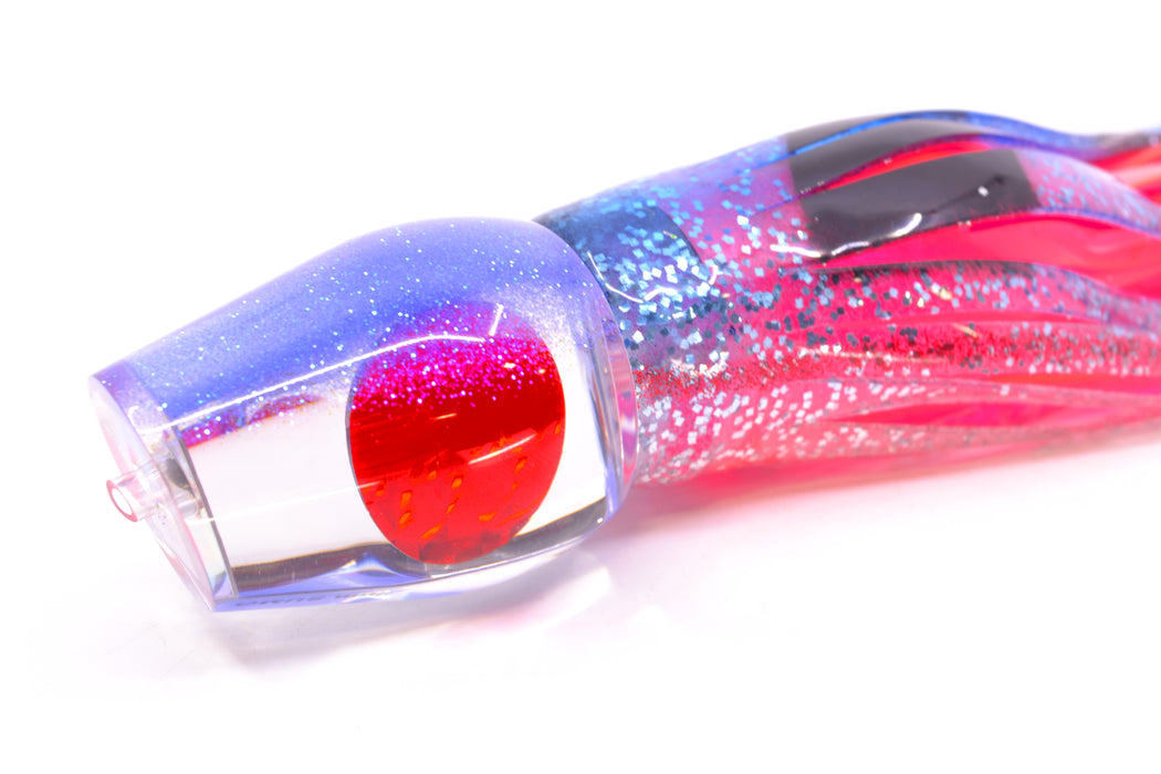 Moyes Lures Clear Mirrored Blue Glittered Back Red Eyes Medium Sumo 12" 6.8oz Skirted