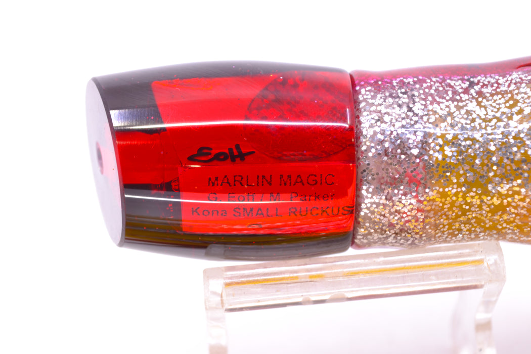 Marlin Magic Red MOP Black Back Red Eyes Small Ruckus 9" 5oz Skirted Red Aurora GZE