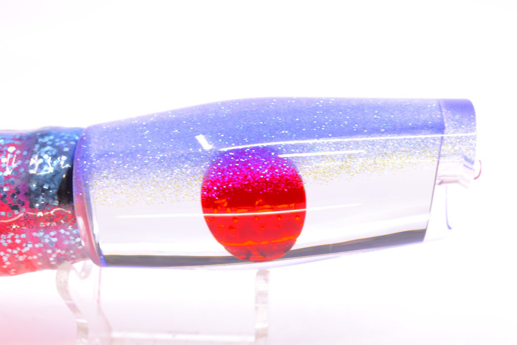 Moyes Lures Clear Mirrored Blue Back Red Eyes Medium Dark-N-Stormy 12" 8.5oz Skirted