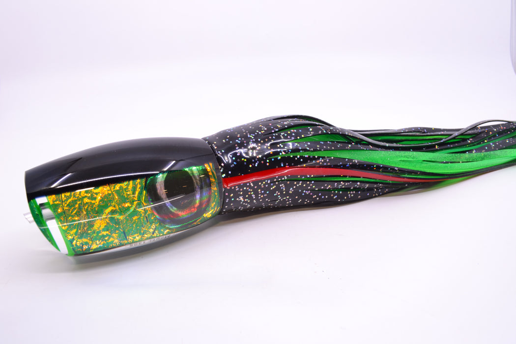 Moyes Lures Green-Orange Dichro Black Back 1305 16" 16.5oz Skirted Black/Green