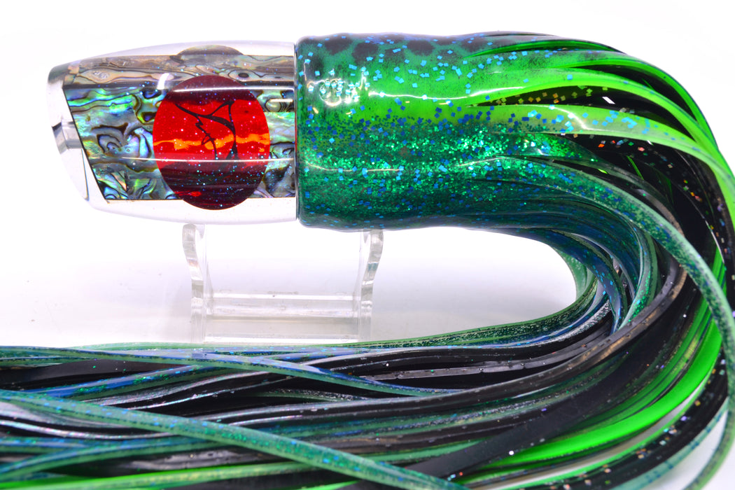 Bonze Lures Paua Shell Red Eyes Scorpion 14" 11.3oz Skirted Black Dots-Blue Dots
