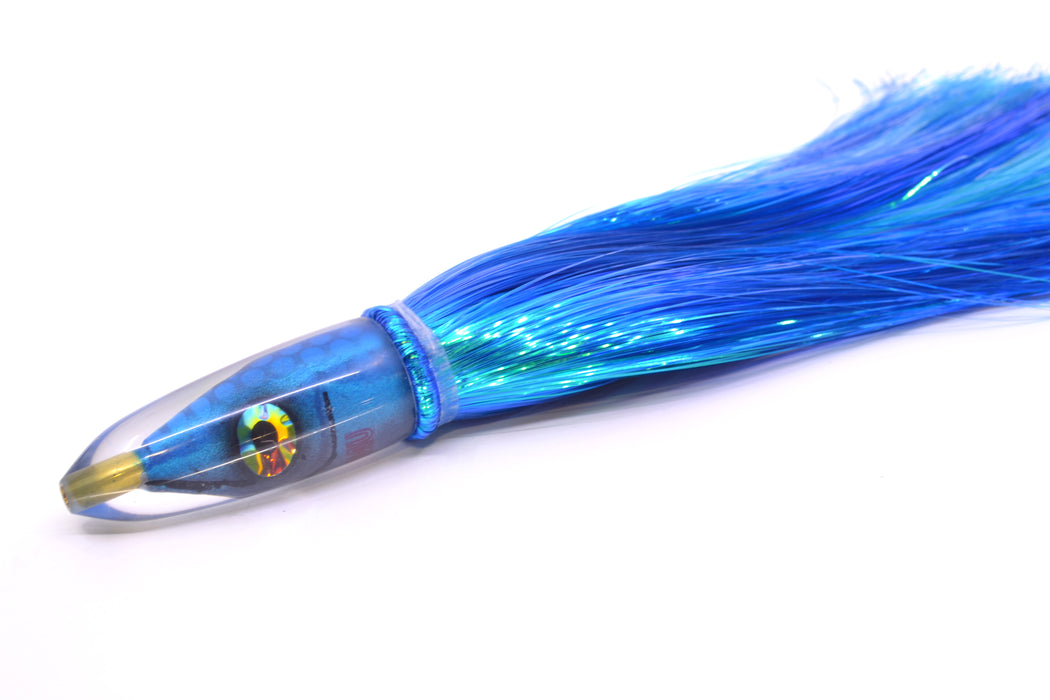 Tsutomu Lures Blue Dot Back Blue-Silver Fish Head Poke Bullet 6" 2.8oz Strobez Royal Blue
