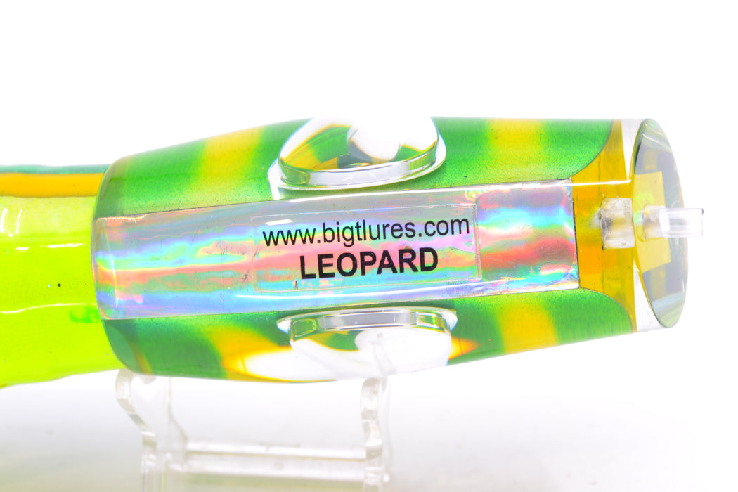 Big T Lures Yellow-Silver Rainbow Pearl Green Striped Back Leopard 12" 10.7oz Skirted GZE