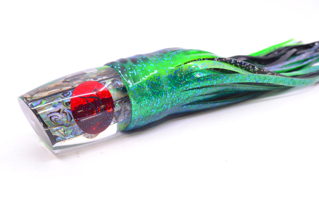 Bonze Lures Paua Shell Red Eyes Scorpion 14" 11.3oz Skirted Black Dots-Blue Dots