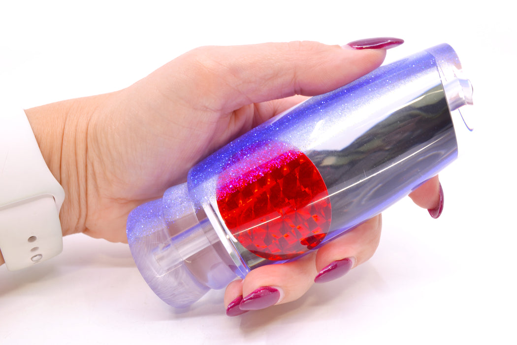 Moyes Lures Clear Mirrored Blue Glittered Back Red Eyes Large Plunger 14" 8.2oz