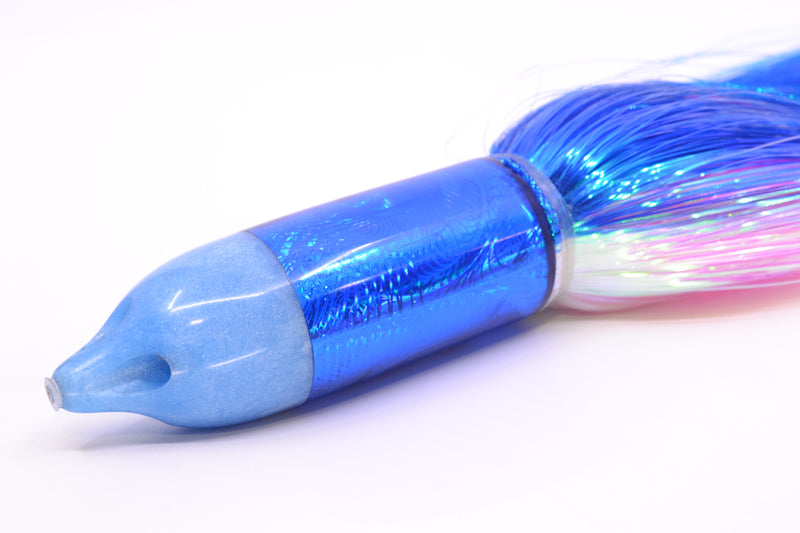 Jackpot Lures Blue Pearl Nose Rainbow Swirl 4-Hole Big Blue 12" 14oz EZ Flash Blue-White