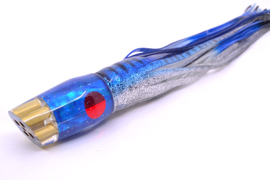 Tanigawa Lures Blue MOP Red Eyes 4-Hole Slant 9"+ 11oz Skirted Blue Aurora GZE