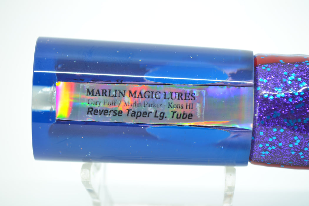 Marlin Magic Purple MOP Blue Back Taxi Eyes Reverse Taper Large Tube 12" 8.6oz Skirted