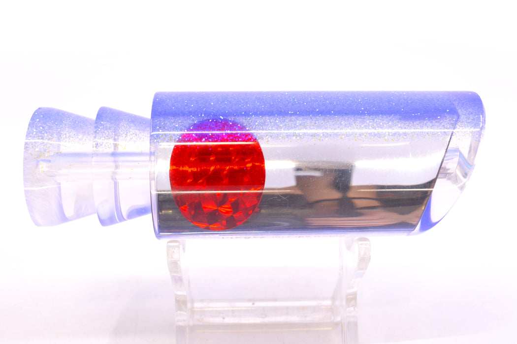 Moyes Lures Clear Mirrored Blue Glittered Back Red Eyes Medium Pipe Bomb 12" 4.6oz