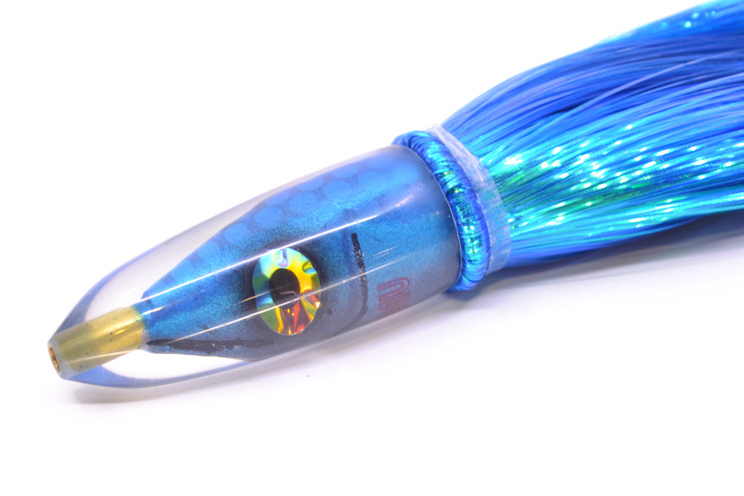 Tsutomu Lures Blue Dot Back Blue-Silver Fish Head Poke Bullet 6" 2.8oz Strobez Royal Blue