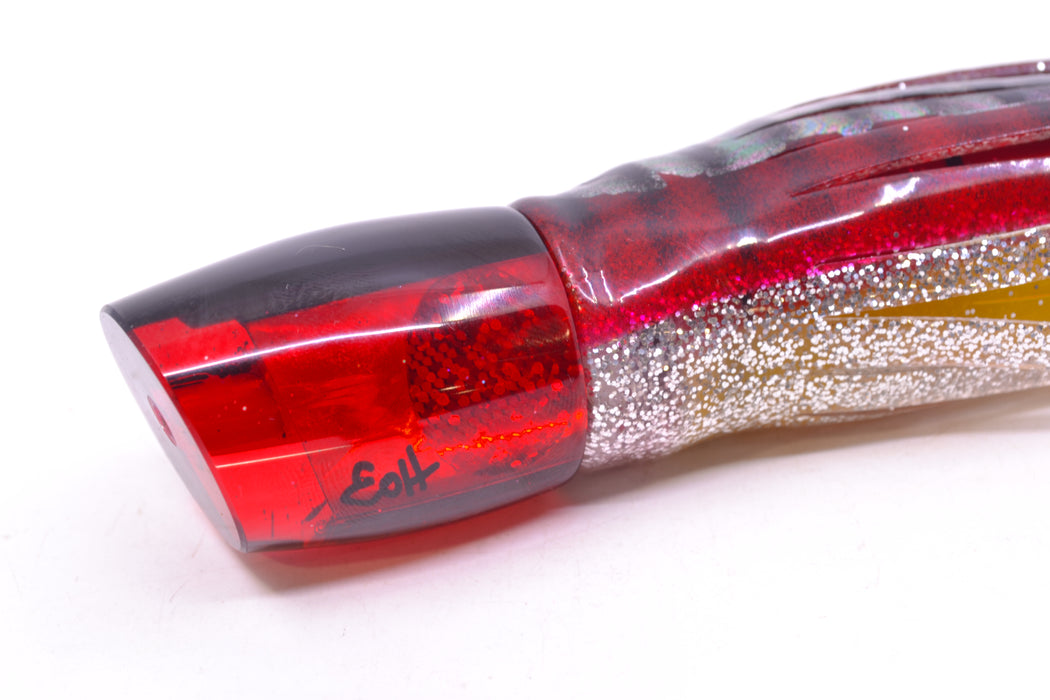 Marlin Magic Red MOP Black Back Red Eyes Small Ruckus 9" 5oz Skirted Red Aurora GZE