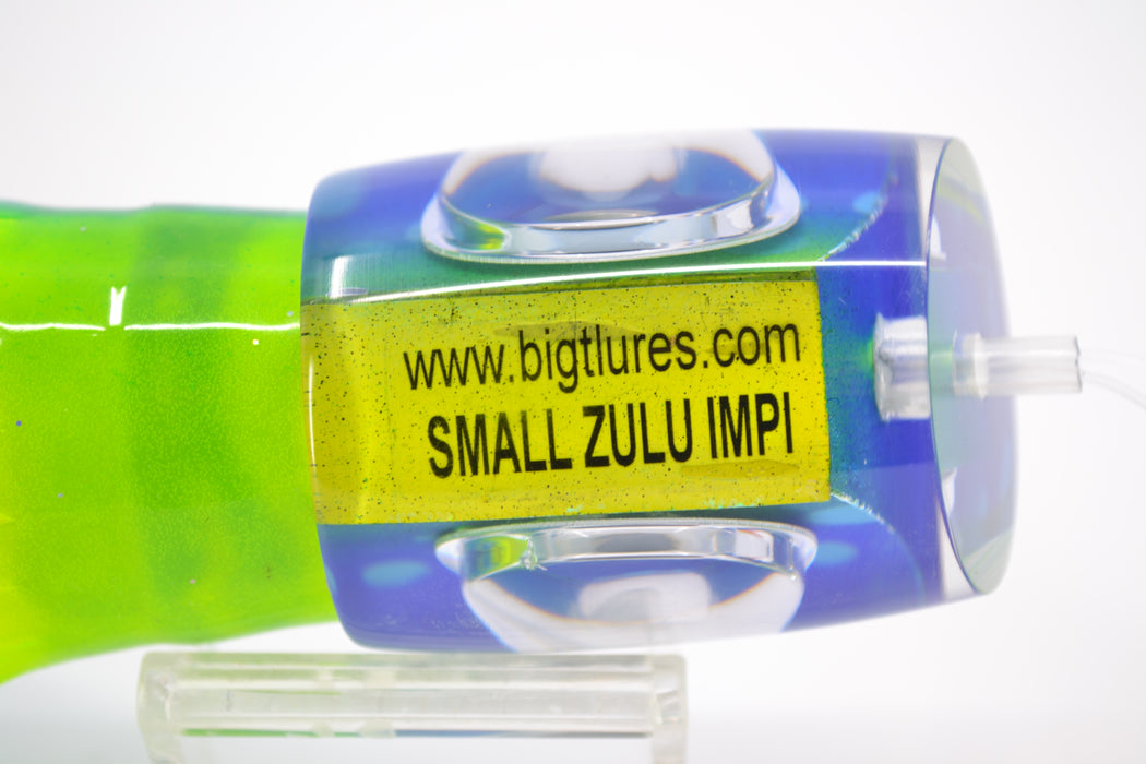 Big T Lures Blue-Green Rainbow Blue Dots Small Zulu Impi 12" 8oz Skirted Blue-Yellow
