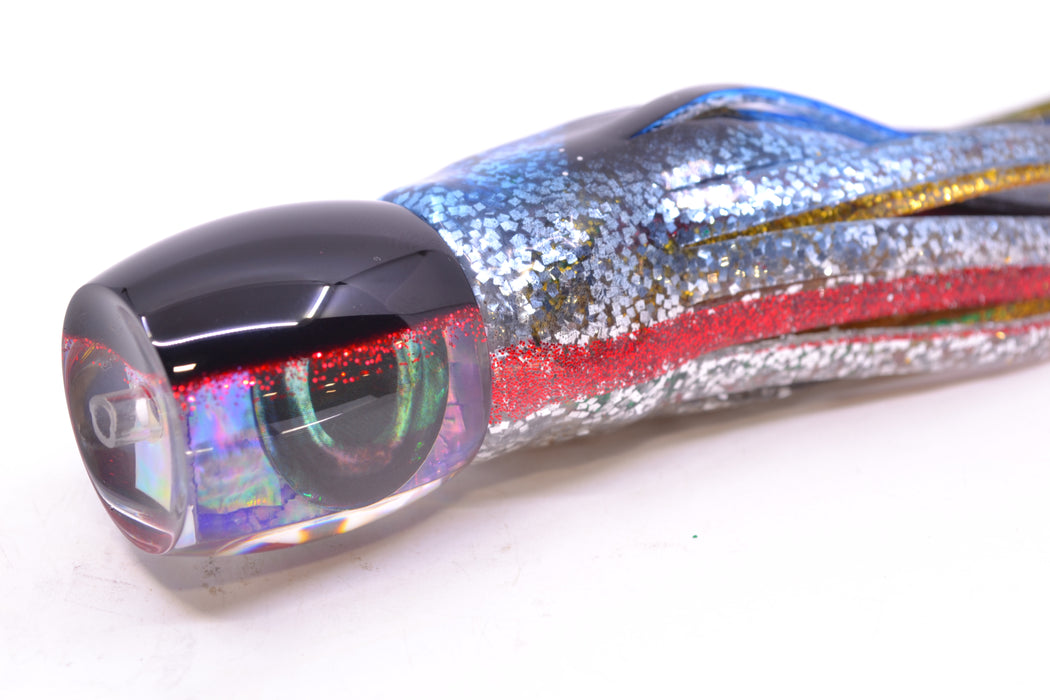 Moyes Lures Rainbow MOP Black-Red Back Taxi Eyes Small Secret 9" 3oz Skirted Evil