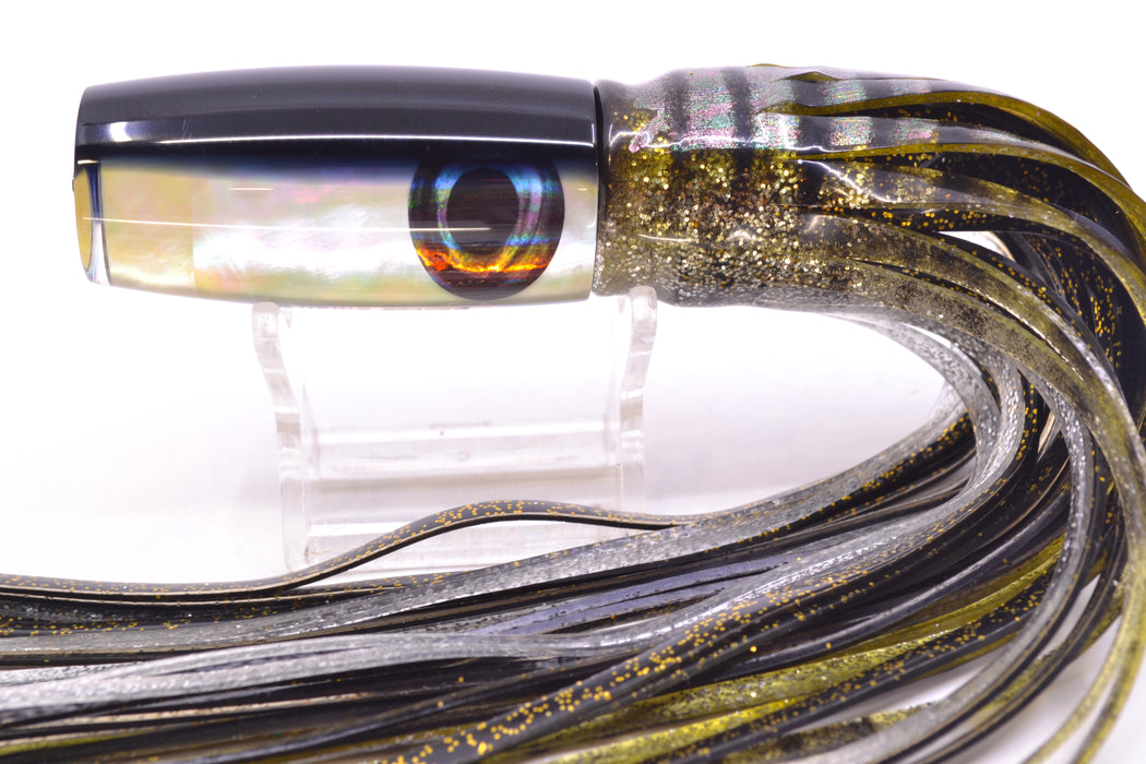 Moyes Lures Golden MOP Black Back Taxi Eyes Small Shotgun 9" 4oz Skirted GZE