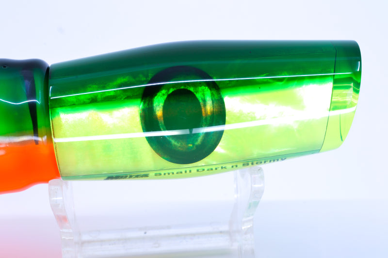 Moyes Lures Chartreuse MOP Green Back Small Dark-N-Stormy 9" 4.5oz Skirted Guacamaya GZE