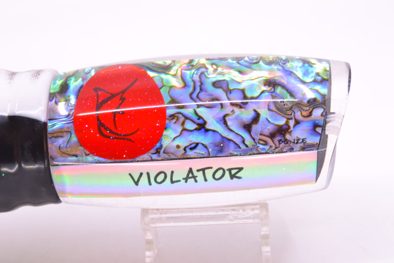 Bonze Lures Paua Shell Red Eyes Violator 14" 17oz Skirted White Aurora-Black