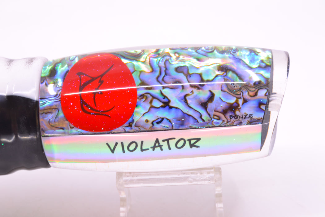 Bonze Lures Paua Shell Red Eyes Violator 14" 17oz Skirted White Aurora-Black