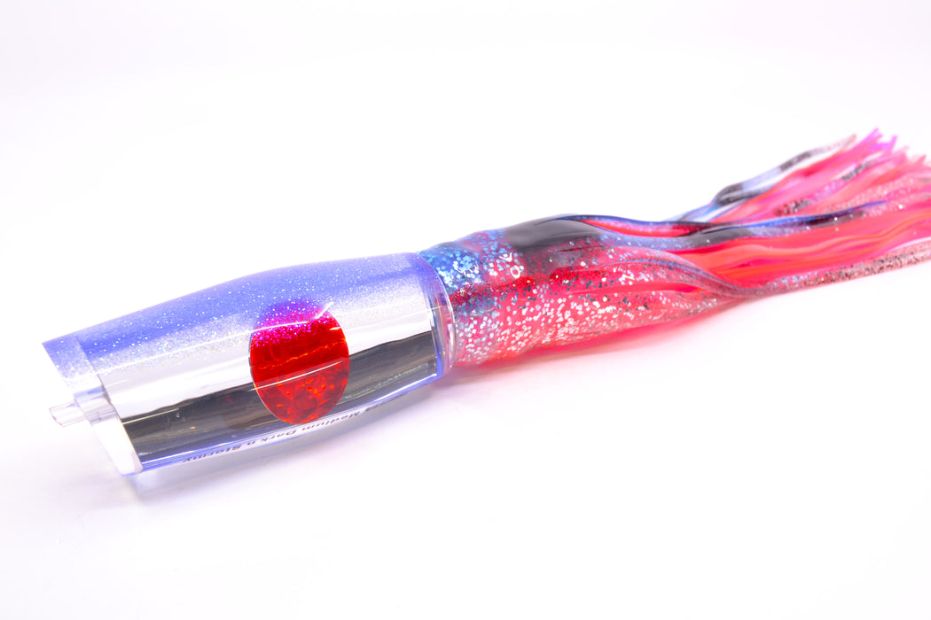 Moyes Lures Clear Mirrored Blue Back Red Eyes Medium Dark-N-Stormy 12" 8.5oz Skirted