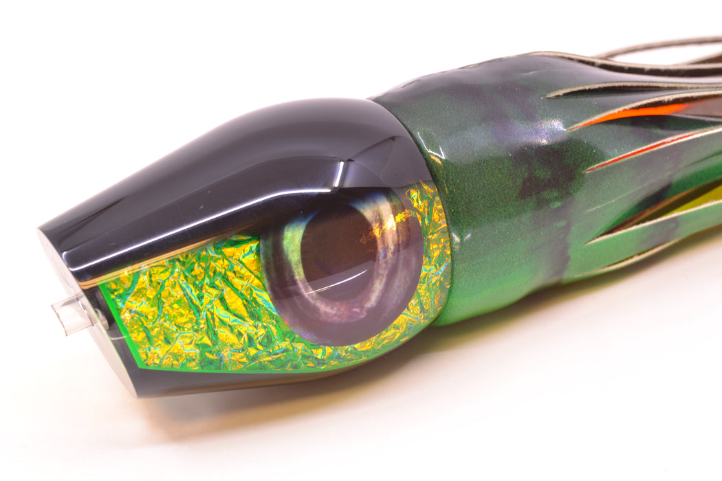 Moyes Lures Green Dichro Black Back Taxi Eyes Large Sumo 14" 10.3oz FT Vinyl Green Tiger
