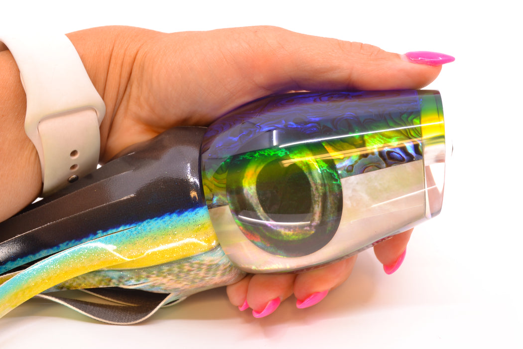 Moyes Lures Yellowfin Paua-MOP Blue-Yellow Back XL Sumo 16" 16.4oz FT Vinyl Yellowfin