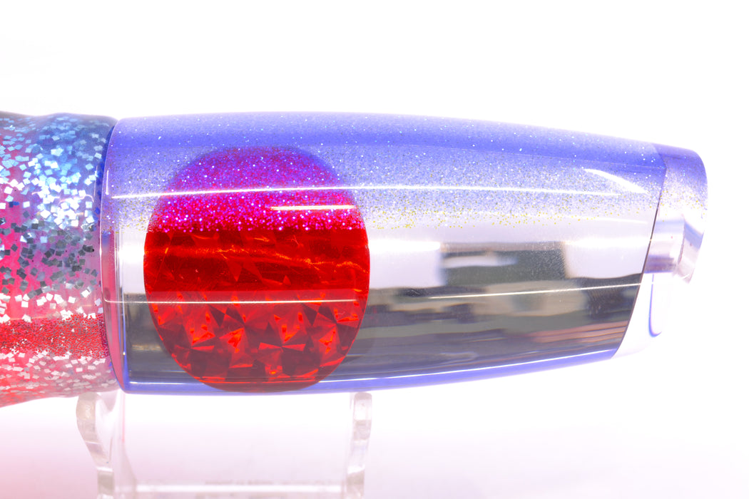 Moyes Lures Clear Mirrored Blue Glittered Back Red Eyes Large Plunger 14" 14oz Skirted