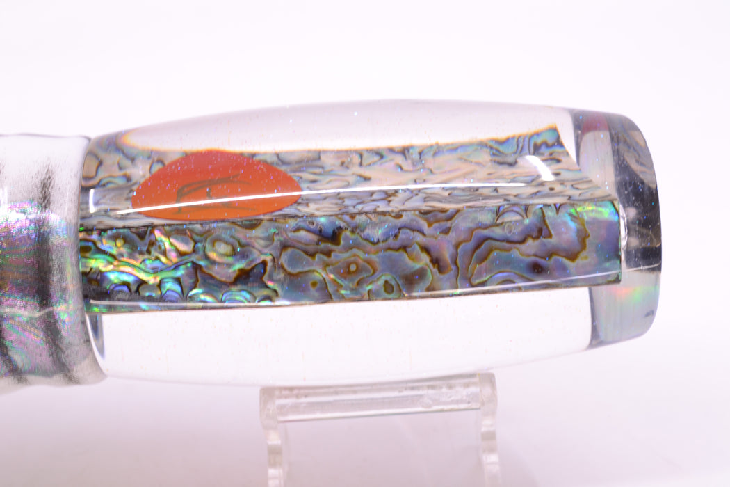 Bonze Lures Paua Shell Red Eyes Violator 14" 17oz Skirted White Aurora-Black