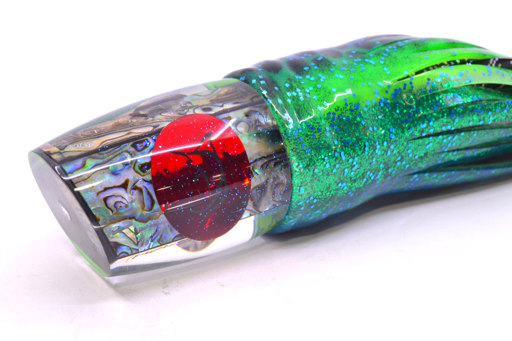 Bonze Lures Paua Shell Red Eyes Scorpion 14" 11.3oz Skirted Black Dots-Blue Dots