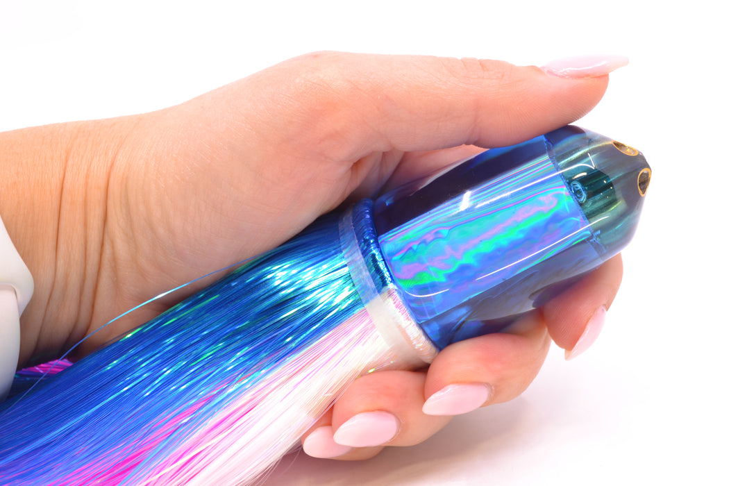 Koya Lures Blue Rainbow 4-Hole Bullet 9"+ 7oz Strobez Blue-White/Pink