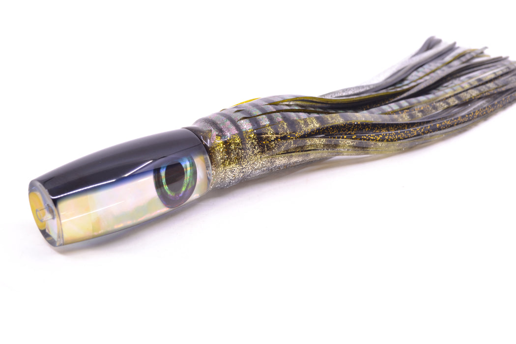 Moyes Lures Golden MOP Black Back Taxi Eyes Small Shotgun 9" 4oz Skirted GZE