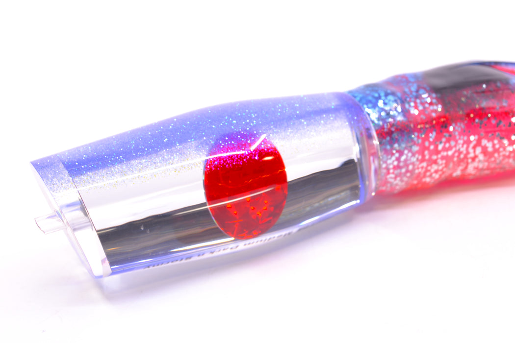 Moyes Lures Clear Mirrored Blue Back Red Eyes Medium Dark-N-Stormy 12" 8.5oz Skirted